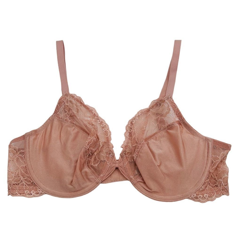 Wacoal 851127 seasonal lace peach beige lace trim unlined bra size 38C